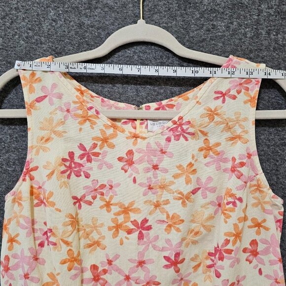 Liz Claiborne Lizport‎ Sheath Dress Women Size 6 Linen Blend Yellow Pink Floral - Picture 14 of 16